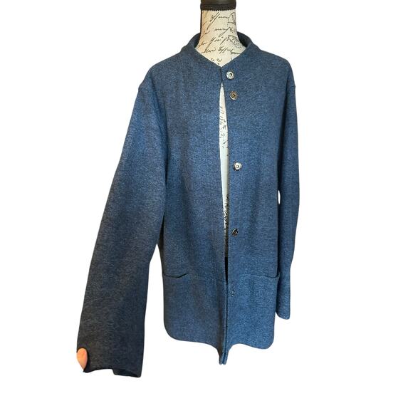Pure Jill Blue Wool Blend Cardigan Jacket Size XL Coatigan QuietLuxury FallLayer - Picture 3 of 9